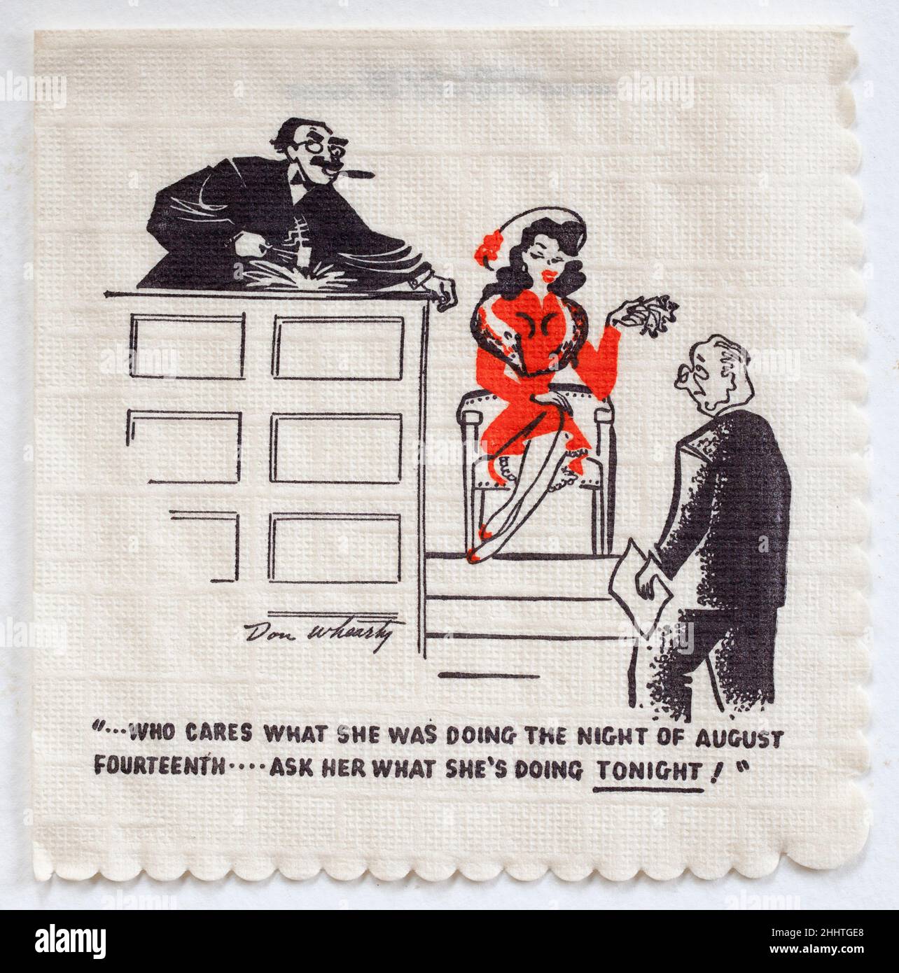 Tovagliolo da cocktail Groucho Marx Joke Cartoon Foto Stock