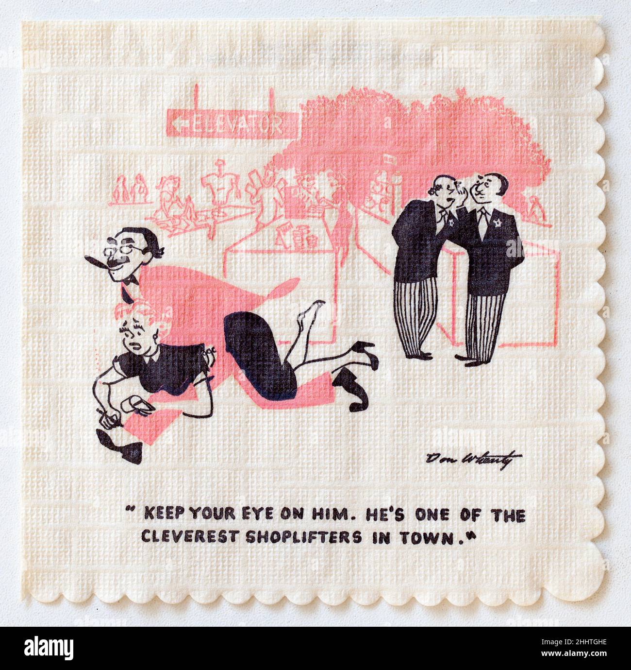 Tovagliolo da cocktail Groucho Marx Joke Cartoon Foto Stock