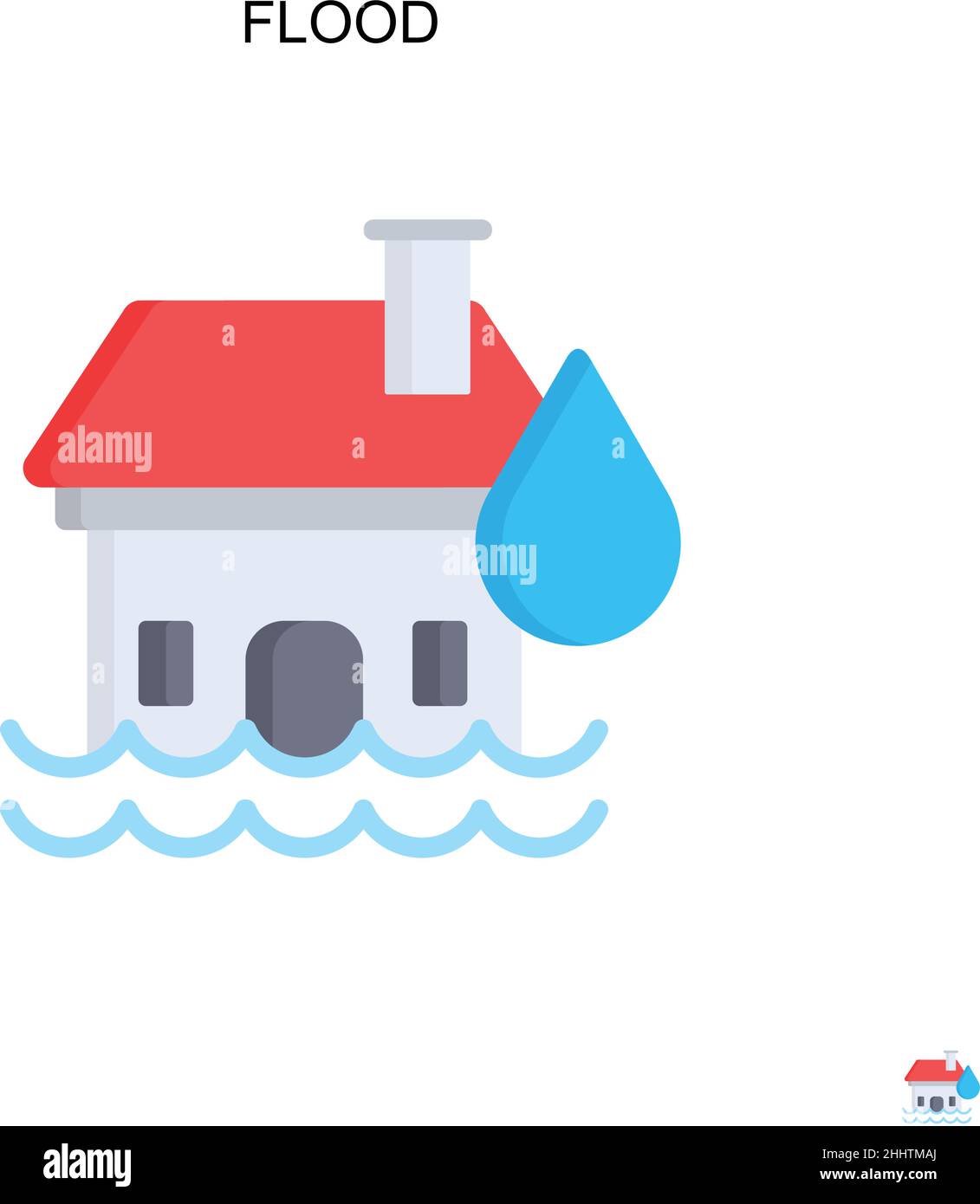 Flood Simple Vector icon.Perfect color Pittogramma moderno su tratto modificabile. Icone di alluvione per il vostro progetto aziendale Illustrazione Vettoriale