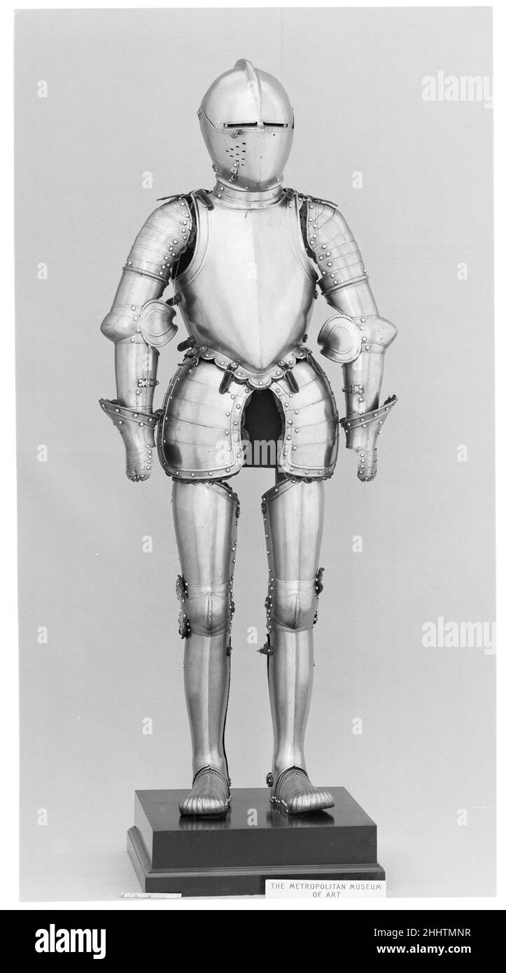 Armatura per una giovinezza ca. 1570–80 e versioni successive, possibilmente in italiano. Armatura per una giovinezza. Possibilmente italiana. Ca. 1570–80 e versioni successive. Acciaio, pelle, tessuto. Armatura per l'uomo Foto Stock Armatura per una giovinezza ca. 1570–80 e versioni successive, possibilmente in italiano. Armatura per una giovinezza. Possibilmente italiana. Ca. 1570–80 e versioni successive. Acciaio, pelle, tessuto. Armatura per l'uomo Foto Stock