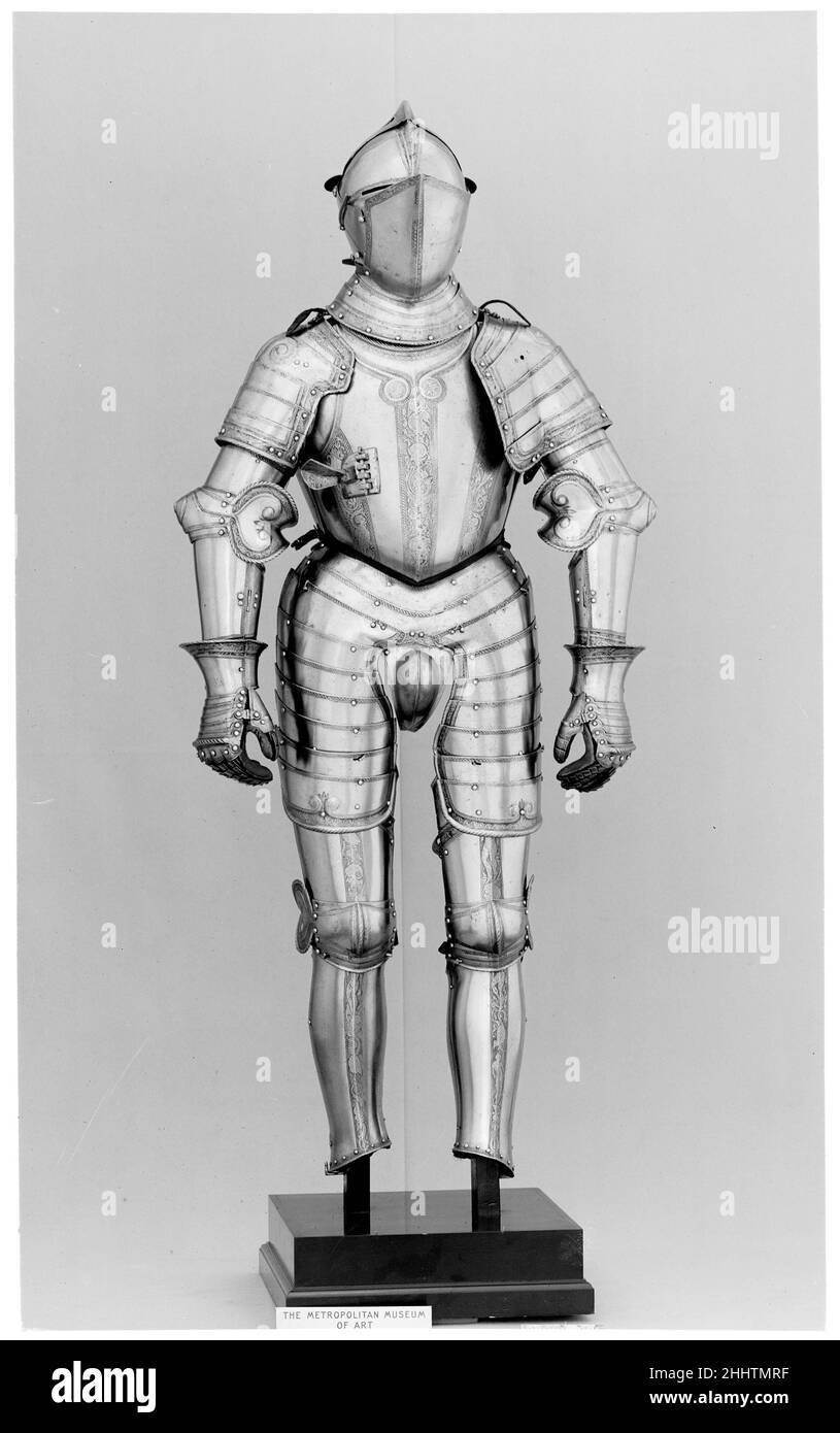 Armatura ca. 1560 e più tardi, forse 19th secolo tedesco. Armatura. Tedesco. CA. 1560 e più tardi, attacco forse 19th secolo. Acciaio, pelle. Armatura per l'uomo Foto Stock