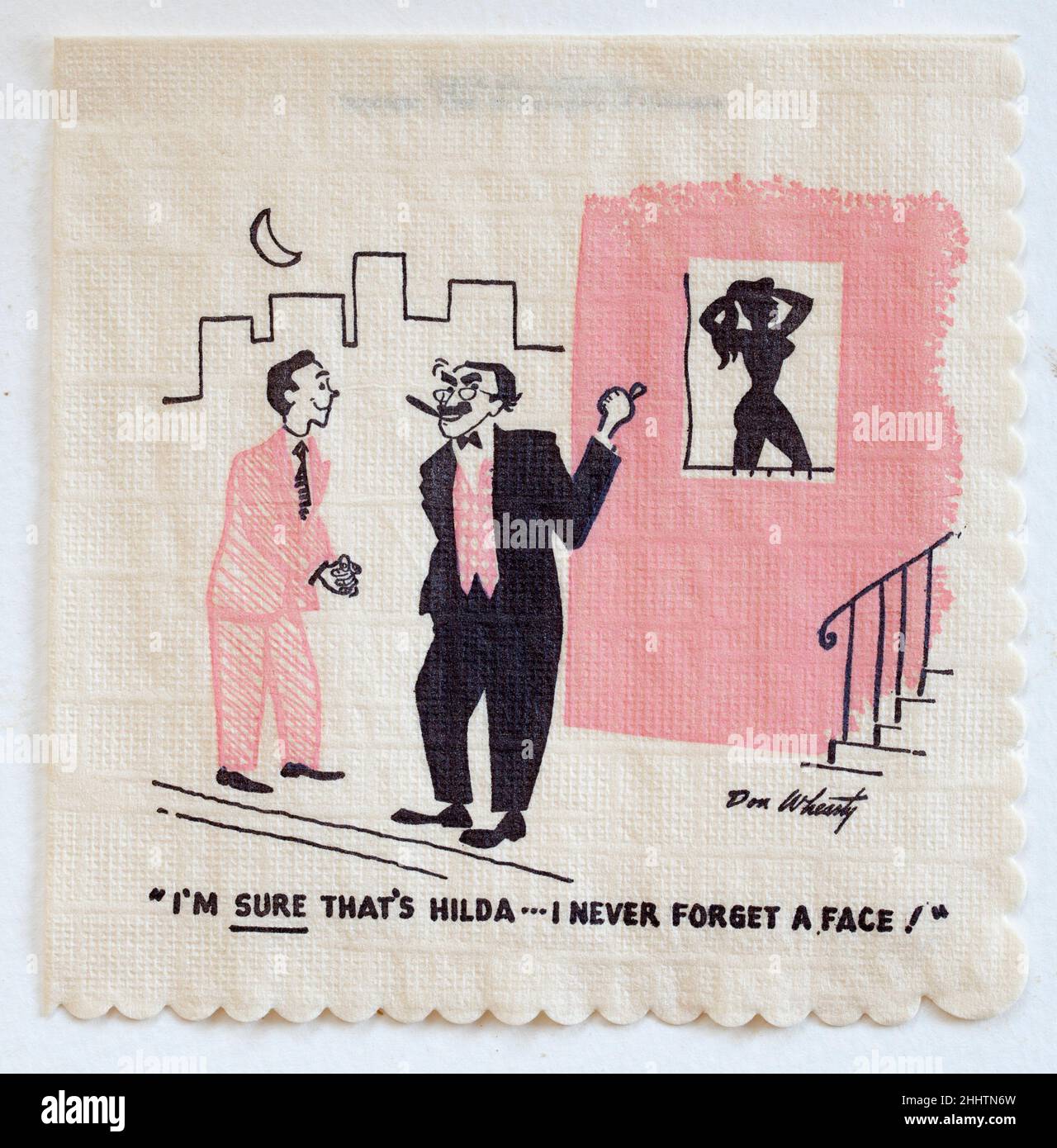 Tovagliolo da cocktail Groucho Marx Joke Cartoon Foto Stock