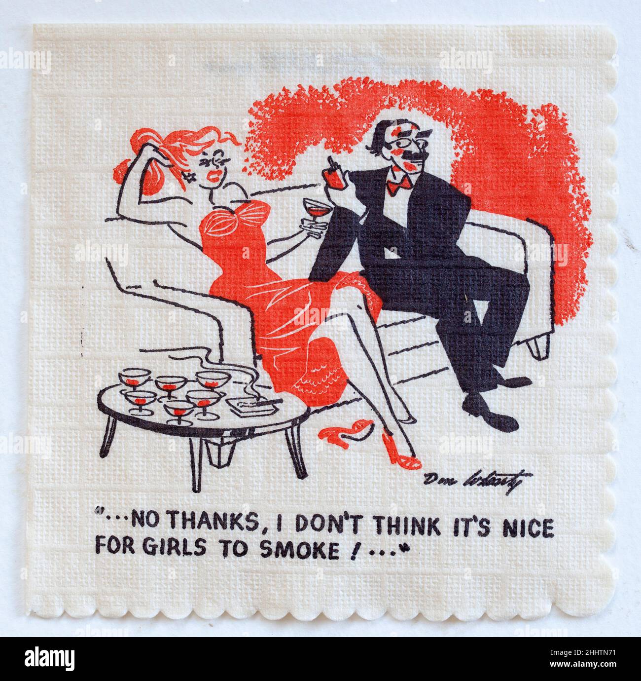 Tovagliolo da cocktail Groucho Marx Joke Cartoon Foto Stock
