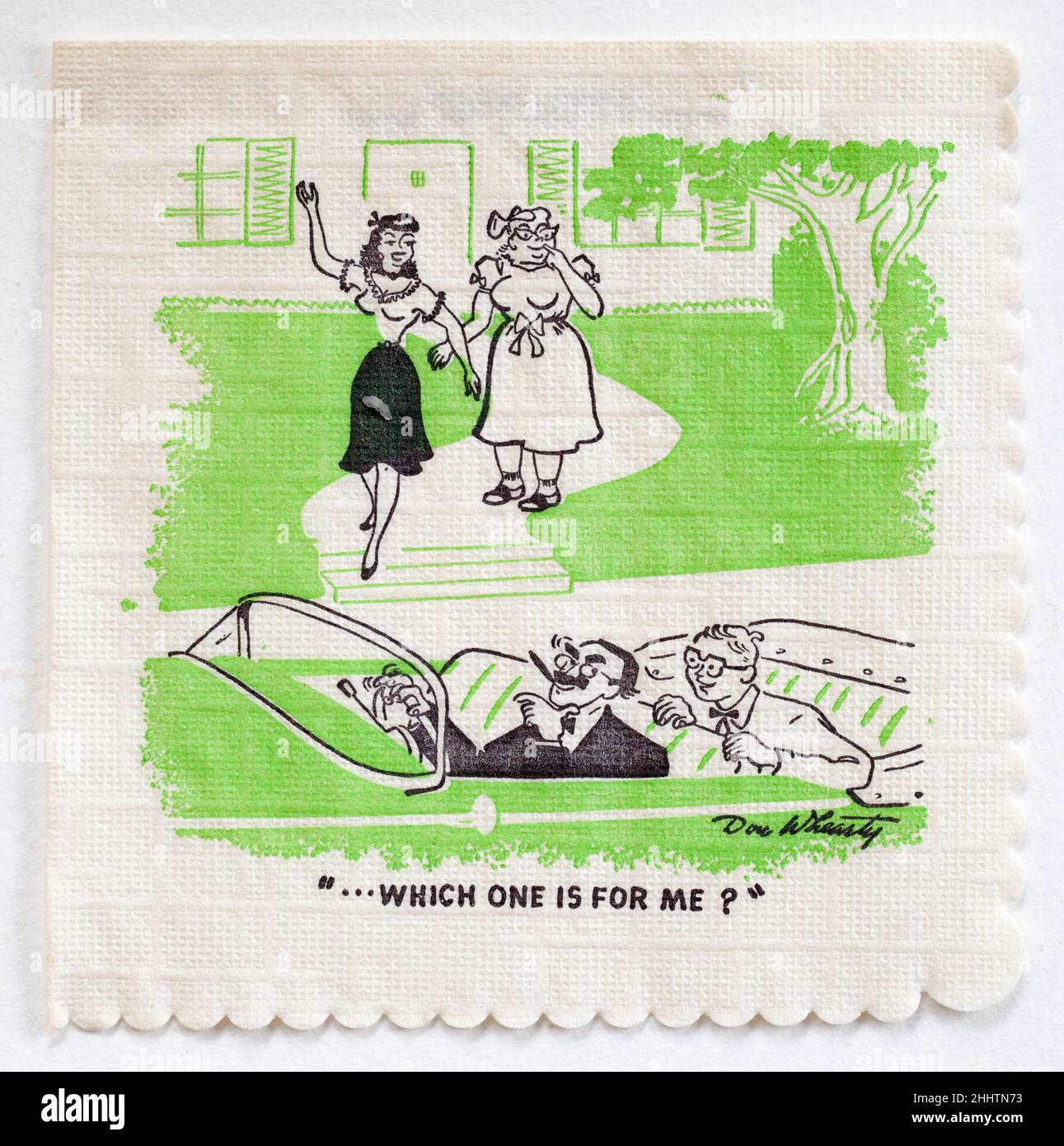 Tovagliolo da cocktail Groucho Marx Joke Cartoon Foto Stock