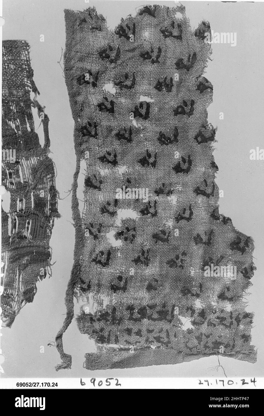 Frammento tessile 13th–14th secolo. Frammento tessile. 13th–14th secolo. Lino; ricamo di seta. Attribuito all'Egitto, Fustat. Tessuti ricamati Foto Stock