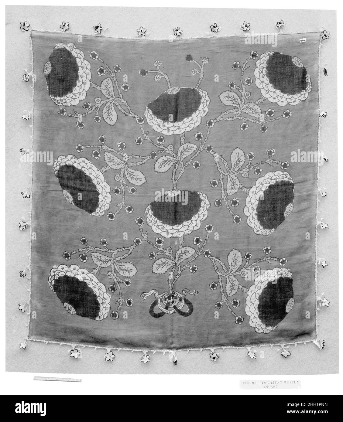 Copertura 19th secolo. Coperchio. 19th secolo. Cotone, seta. Attribuito alla Turchia. Tessuti-Lace Foto Stock