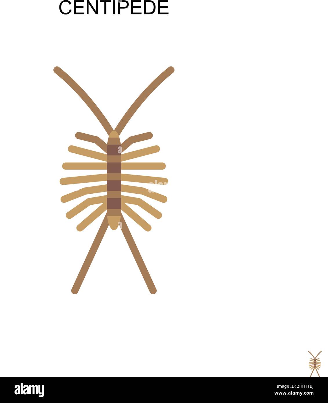Centipede Simple Vector icon.Perfect colore moderno pittogramma su tratto modificabile. Icone Centipede per il vostro progetto aziendale Illustrazione Vettoriale