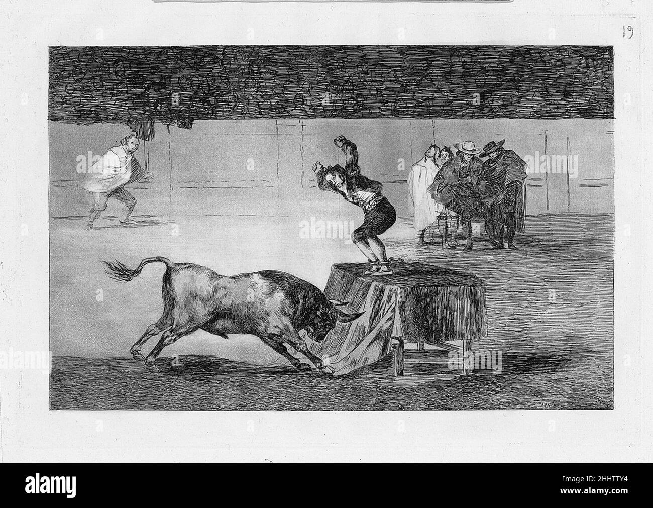 Il Bullfight, piatti 1-33 (la Tauromaquia); prima edizione, 1816 1816 Goya (Francisco de Goya y Lucientes) Spagnolo. Il Bullfight, piatti 1-33 (la Tauromaquia); prima edizione, 1816. Goya (Francisco de Goya y Lucientes) (spagnolo, Fuendetodos 1746–1828 Bordeaux). 1816. Incisione, acquatinta, punto secco, burina e brunitura. Stampa Foto Stock