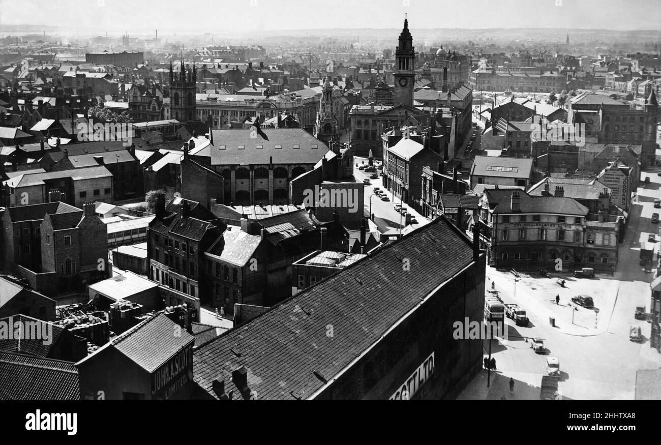 Veduta aerea della Guildhall, Hull 22nd agosto 1953 Foto Stock