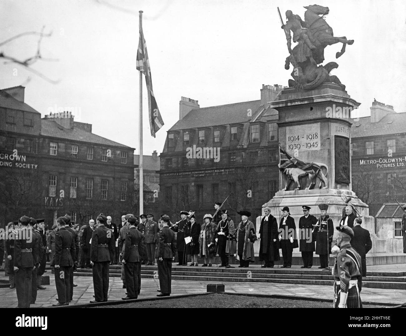 Il monumento ai caduti di Eldon Square, Newcastle, Tyne e Wear. 15th novembre 1946. Foto Stock