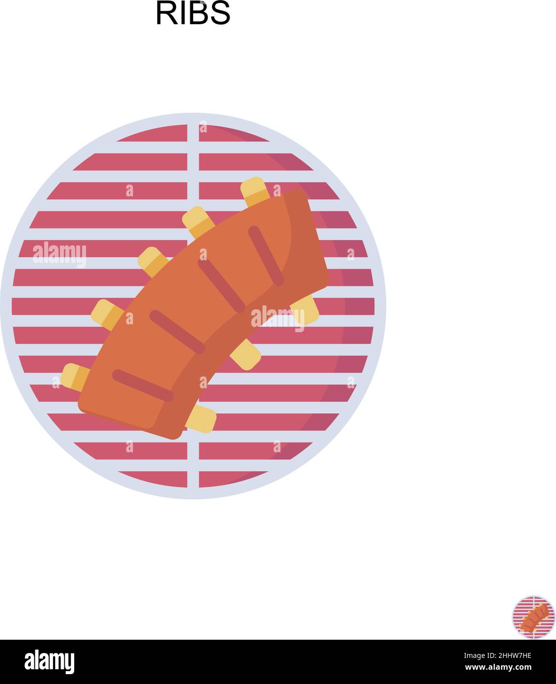 Nervature semplice icona vettoriale.colore perfetto pittogramma moderno su tratto modificabile. Icone RIBS per il vostro progetto aziendale Illustrazione Vettoriale