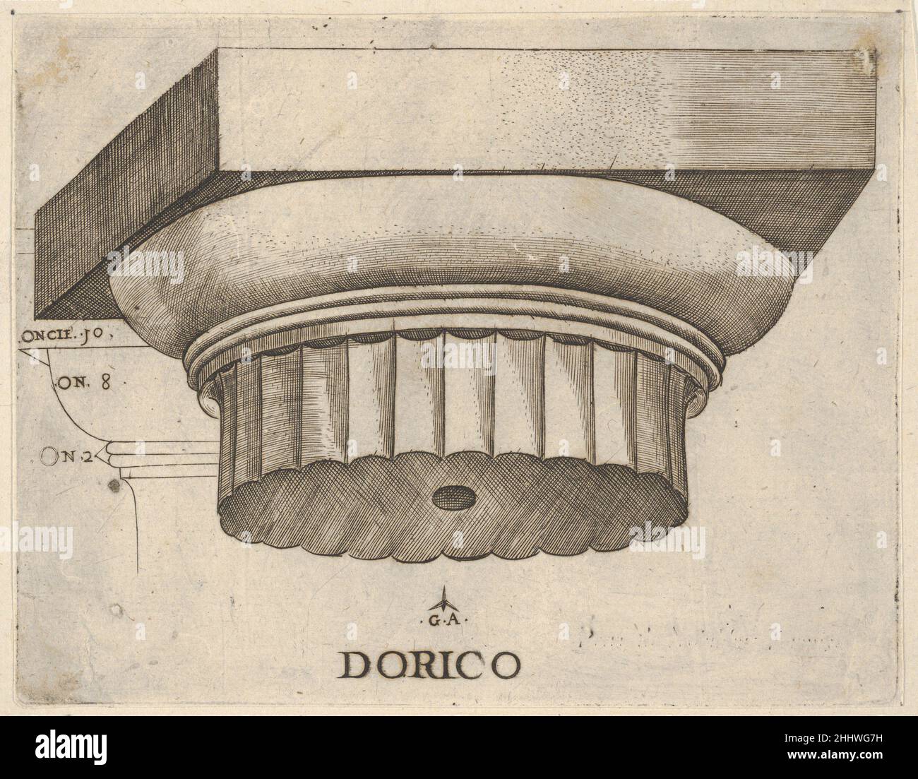 Capitale dorico con misure ca. 1530–1540 Monogrammist G.A. & The Caltrop Italian. Capitale dorico con misure 415344 Foto Stock