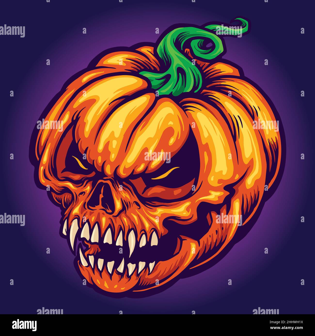 Arrabbiato teschio Jack o Lantern Pumpkins scolpito Vector illustrazioni per il tuo lavoro Logo, mascotte merchandise t-shirt, adesivi e Label design, poster Illustrazione Vettoriale