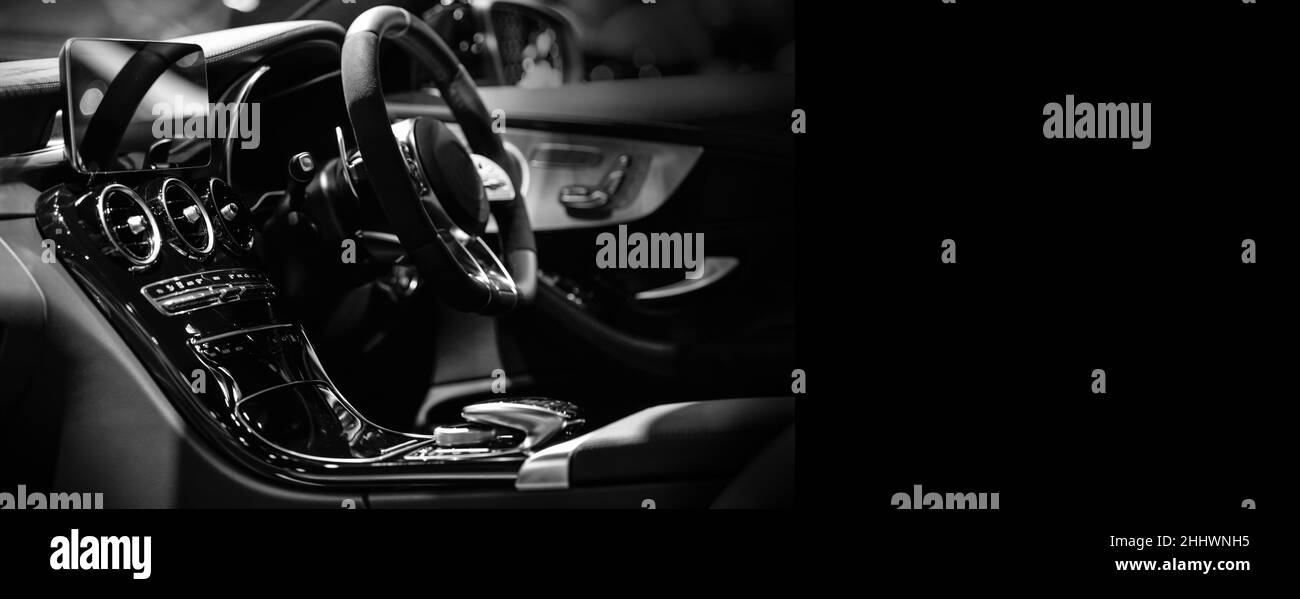 Primo piano impianto di ventilazione e aria condizionata - dettagli e controlli di auto moderna, spazio copia Foto Stock