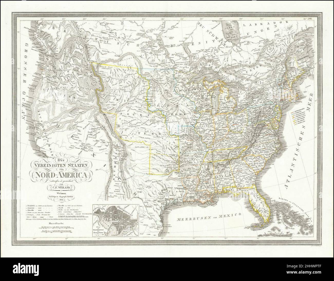 Carl Ferdinand Weiland titolo Die Vereinigten Staaten von Nord-America . . . 1841 (Repubblica del Texas mostrata)1841 Foto Stock