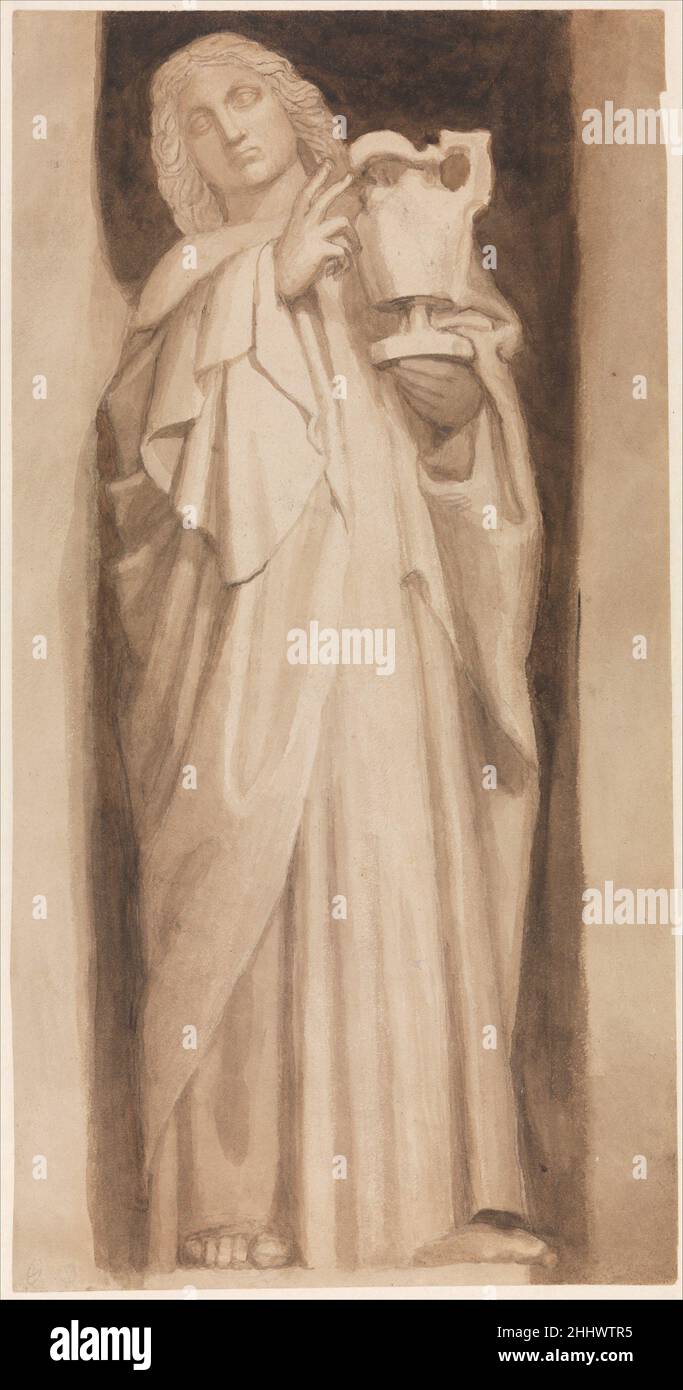 San Giovanni Evangelista ca. 1811 John Flaxman British Flaxman ha fatto questo disegno per illustrare la sua prima lezione come professore di scultura alla Royal Academy, consegnata nel 1811. Progettata per essere vista da lontano, la manovrabilità è volutamente ampia. San Giovanni è una di una serie di statue installate in nicchie adornanti le pareti della Lady Chapel a Westminster Abbey intorno alla tomba di Enrico VII La cappella stessa è considerata l’ultimo grande capolavoro dell’architettura medievale inglese, descritto da John Leland nel 1545 come “la meraviglia del mondo intero”, invece di iniziare con una discussione Foto Stock