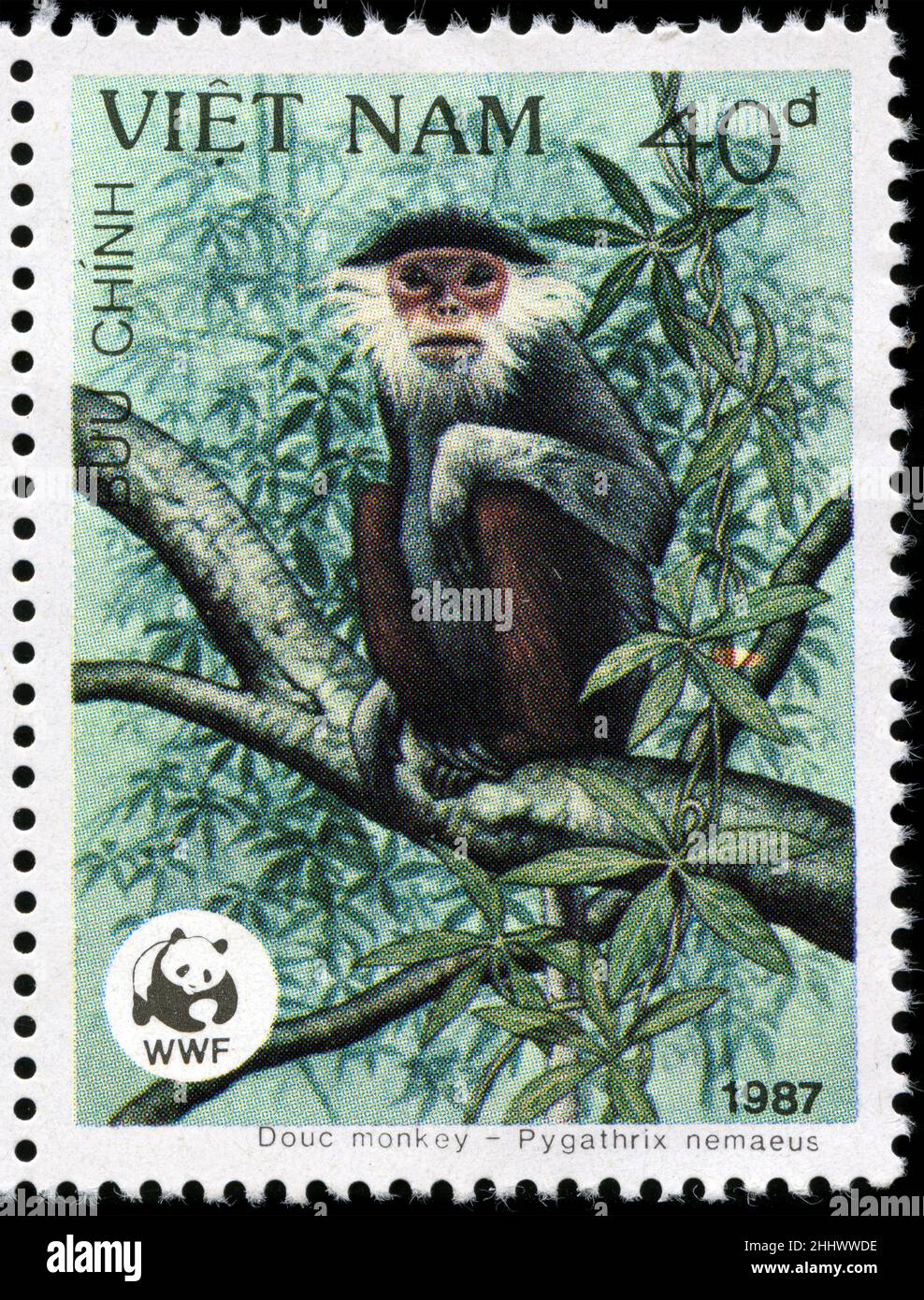 Francobollo del Vietnam nella serie World Wildlife Fund pubblicata nel 1987 Foto Stock