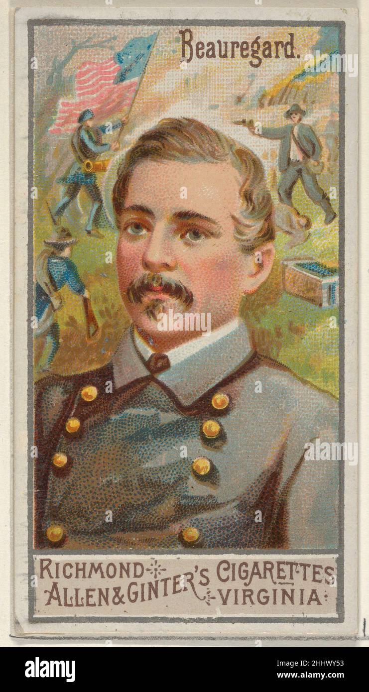 Pierre Gustave Toutant Beauregard, della serie dei grandi generali (N15) per Allen & Ginter Cigarettes Brands 1888 Allen & Ginter American Trade cards della serie dei 'grandi generali' (N15), rilasciato nel 1888 in un set di 50 carte per promuovere le sigarette a marchio Allen & Ginter. Pierre Gustave Toutant Beauregard, della serie dei grandi generali (N15) per Allen & Ginter Cigarettes Brands 408066 Foto Stock