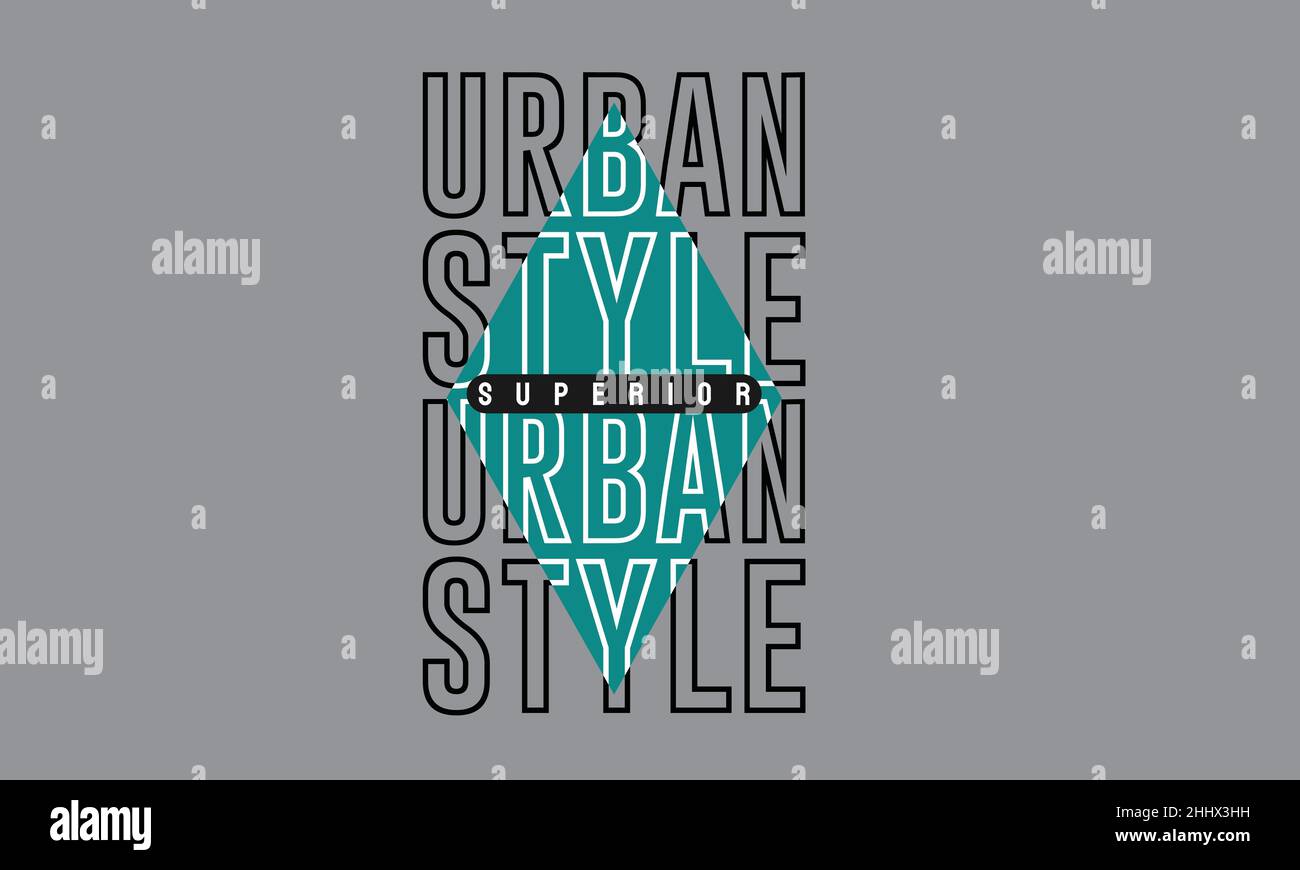 modello vettoriale di testo con monogramma urban t-shirt Illustrazione Vettoriale