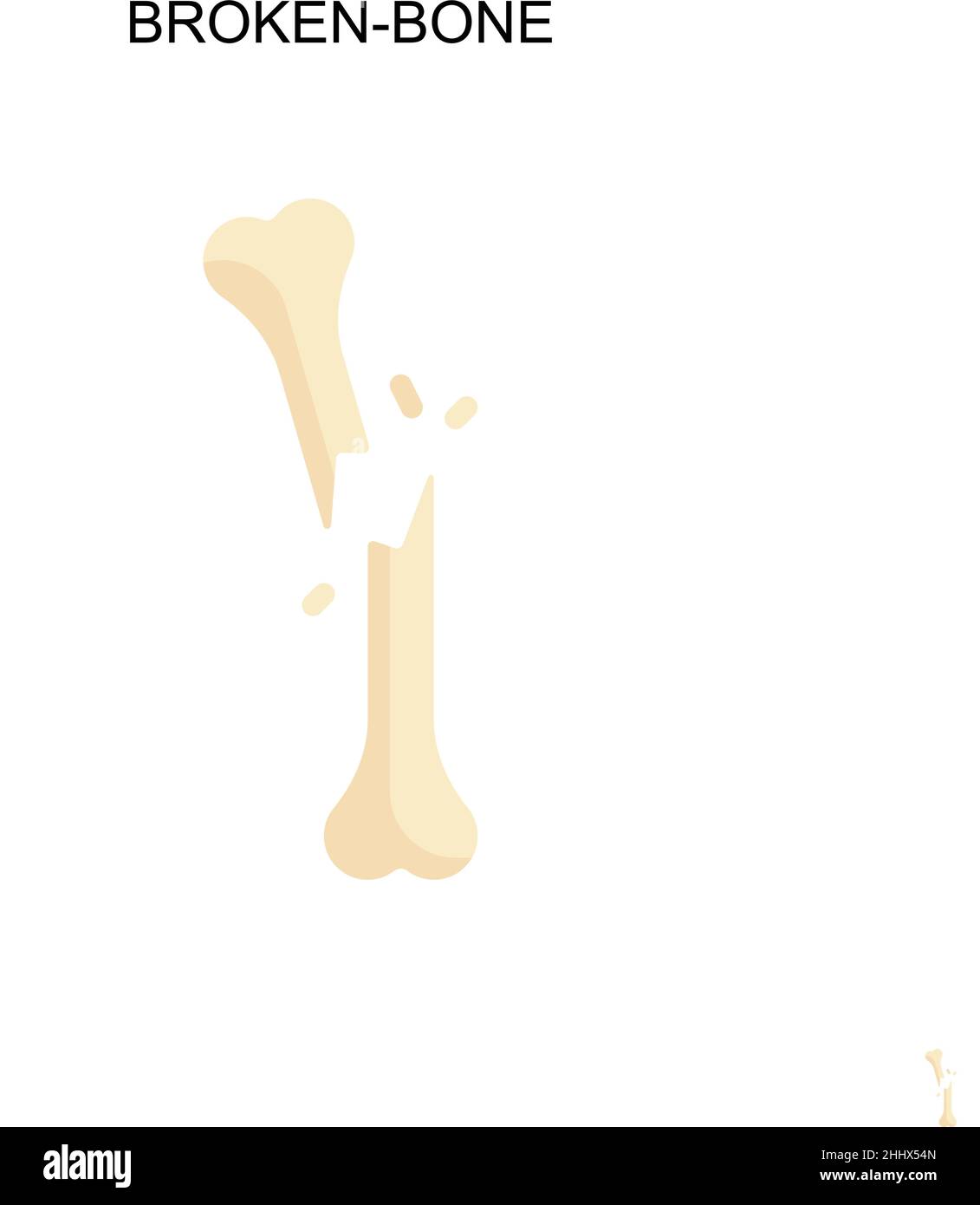 Icona vettore semplice osso rotto. Modello di disegno del simbolo di illustrazione per l'elemento dell'interfaccia utente mobile Web. Illustrazione Vettoriale