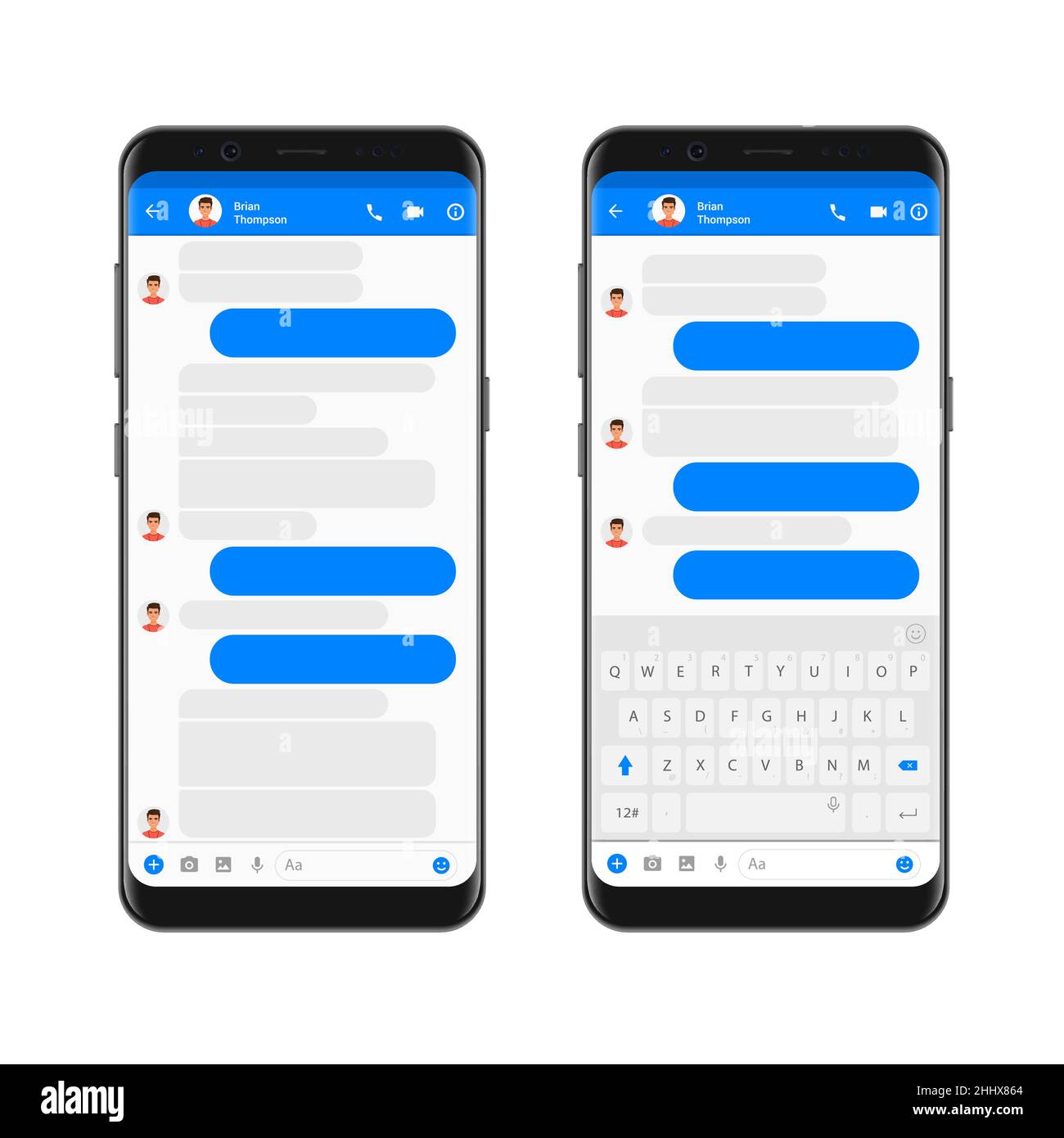 Mobile Modern ui kit Messenger sullo schermo dello smartphone. Modello di  applicazione Chat con bolle chat vuote con tastiera mobile. Concetto di  rete sociale telefonica Immagine e Vettoriale - Alamy