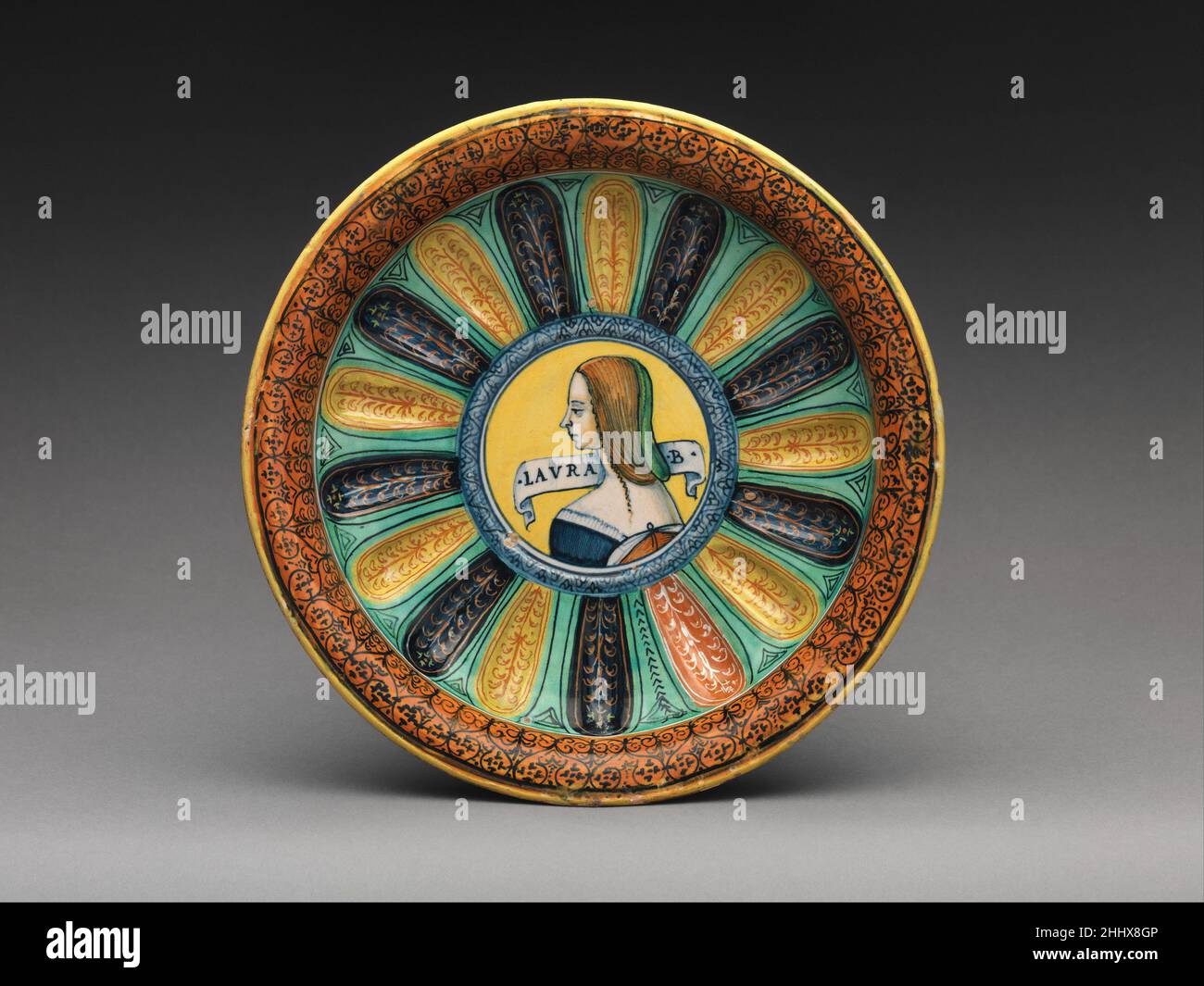 Bacino o ciotola con Laura Bella ca. 1510 Italiano, probabilmente Faenza. Bacino o ciotola con Laura Bella 195747 Foto Stock