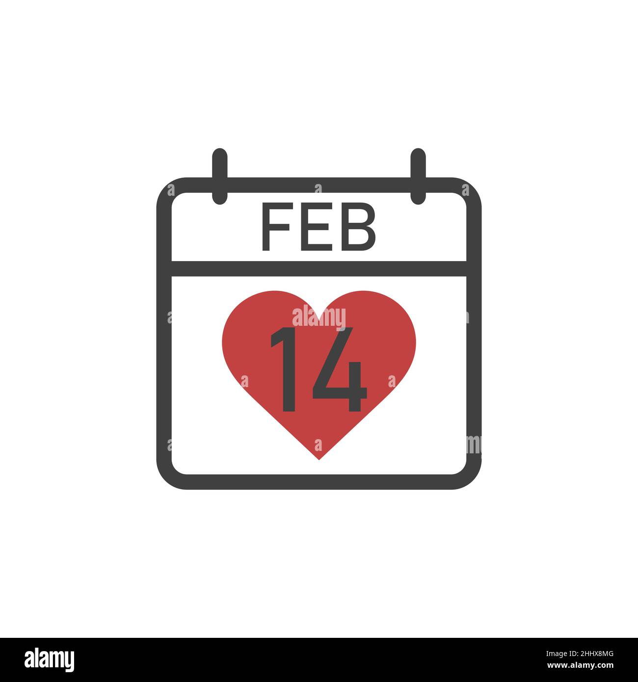 San Valentino. Febbraio 14 sul calendario. Icona del calendario giornaliero. Data e ora, giorno, mese 2022 festività. Stagione. Illustrazione Vettoriale