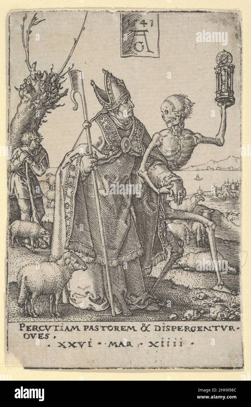 Morte e Vescovo, dal potere della morte (Allegoria del peccato originale e della morte) 1541 Heinrich Algraver tedesco. Morte e Vescovo, dal potere della morte (Allegoria del peccato originale e della morte) 341198 Foto Stock