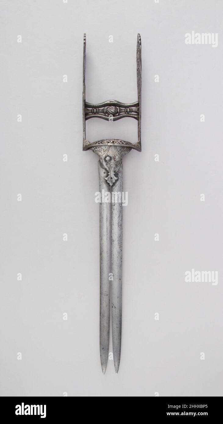 Dagger (Katar) pinze, 16th secolo; barre laterali, grip, 17th secolo indiano, Thanjavur; lame, europee. Pugnale (Katar) 31507 Foto Stock