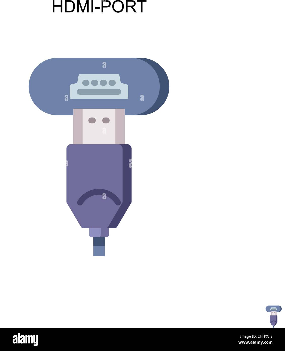 Icona vettore semplice porta HDMI. Modello di disegno del simbolo di illustrazione per l'elemento dell'interfaccia utente mobile Web. Illustrazione Vettoriale