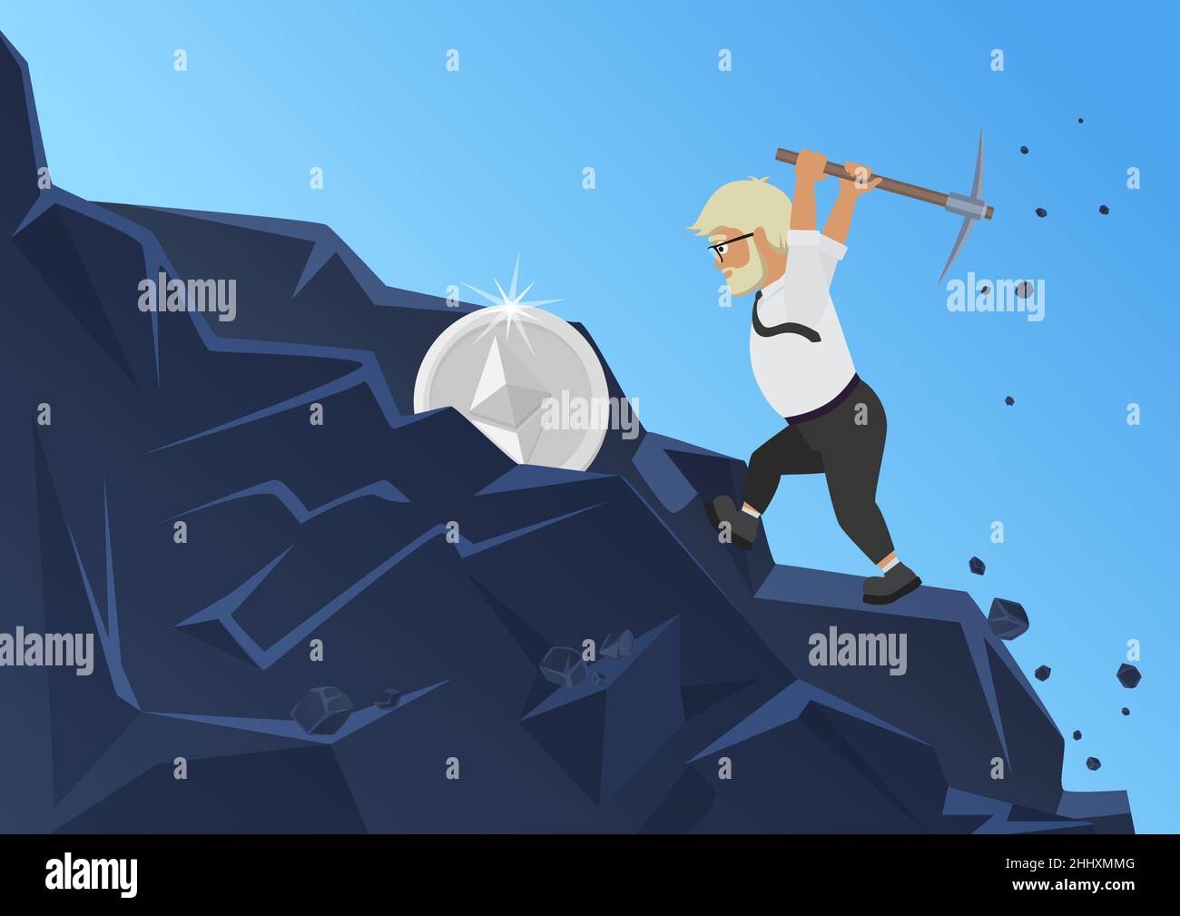 Ethereum Cryptocurrency Coins Mining Concept Illustrazione Vettoriale