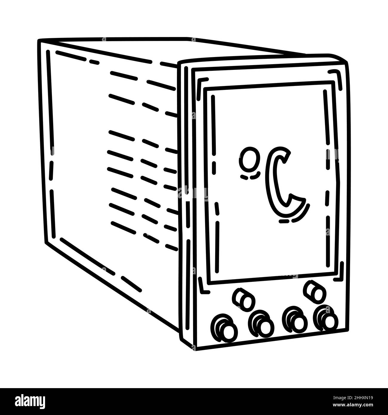 Unità di controllo della temperatura parte di Electronic for Hospital Device disegno manuale icona Set Vector. Illustrazione Vettoriale