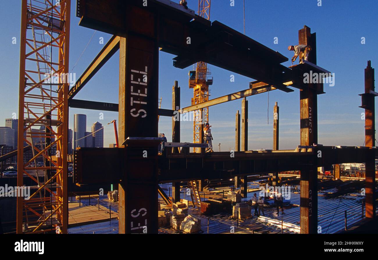 USA Massachusetts Boston costruzione telaio paura di altezze Foto Stock