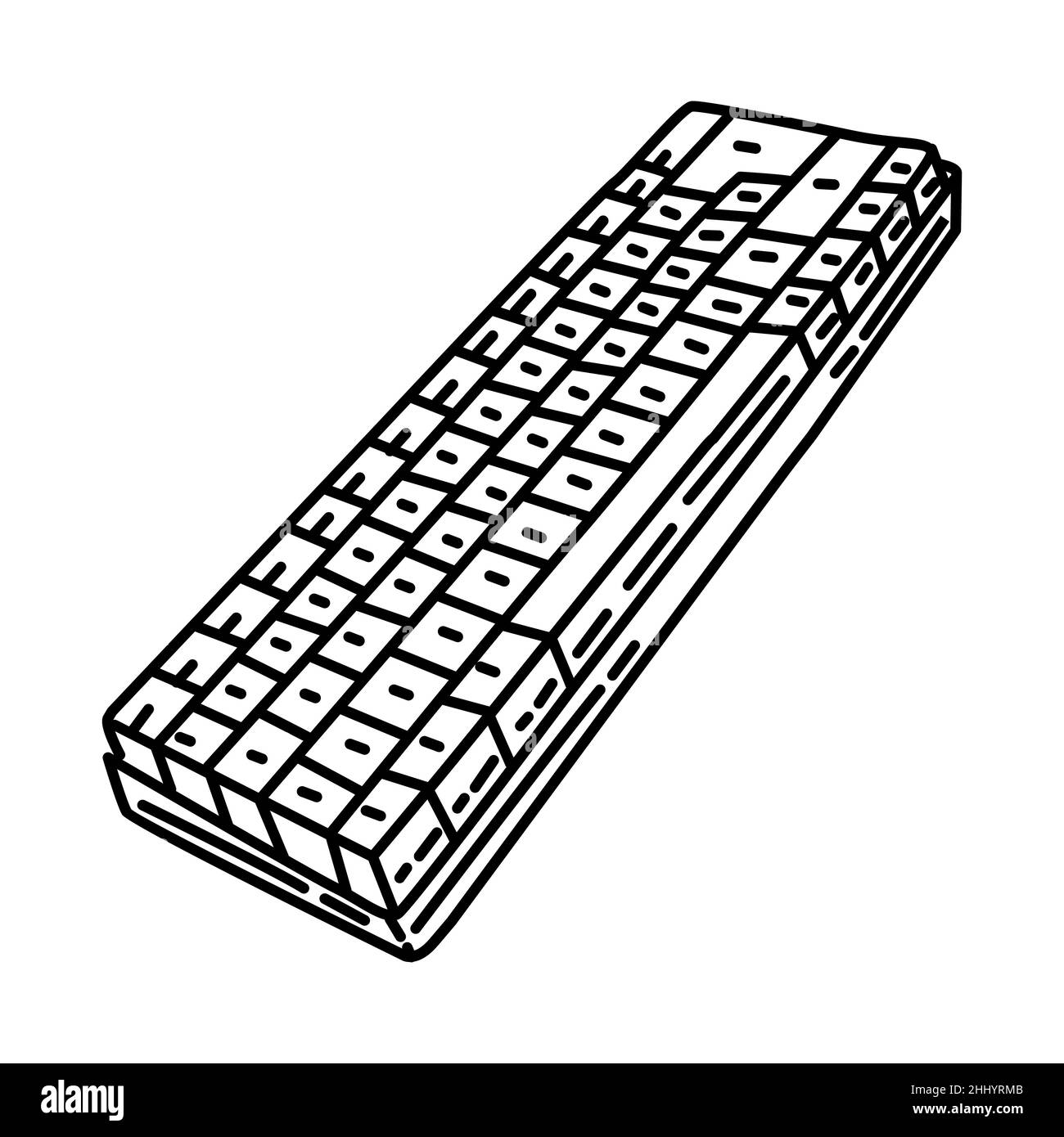 Tastiera computer parte di Electronic for Office Device disegno a mano icona Set Vector. Illustrazione Vettoriale