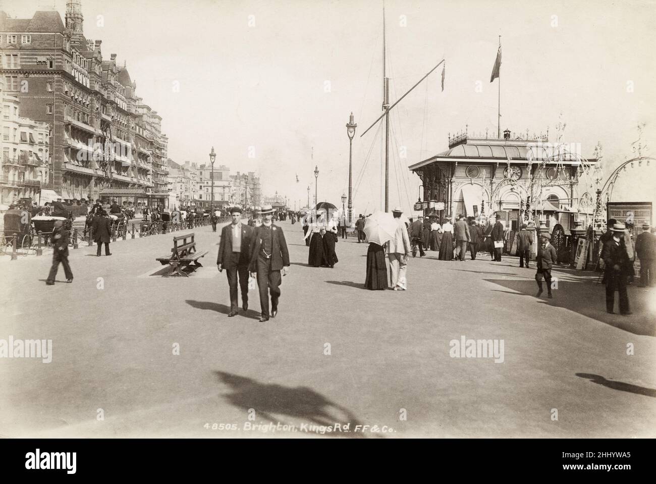 Fotografia d'epoca, fine 19th, inizio 20th secolo, vista di Kings Road, Brighton Foto Stock