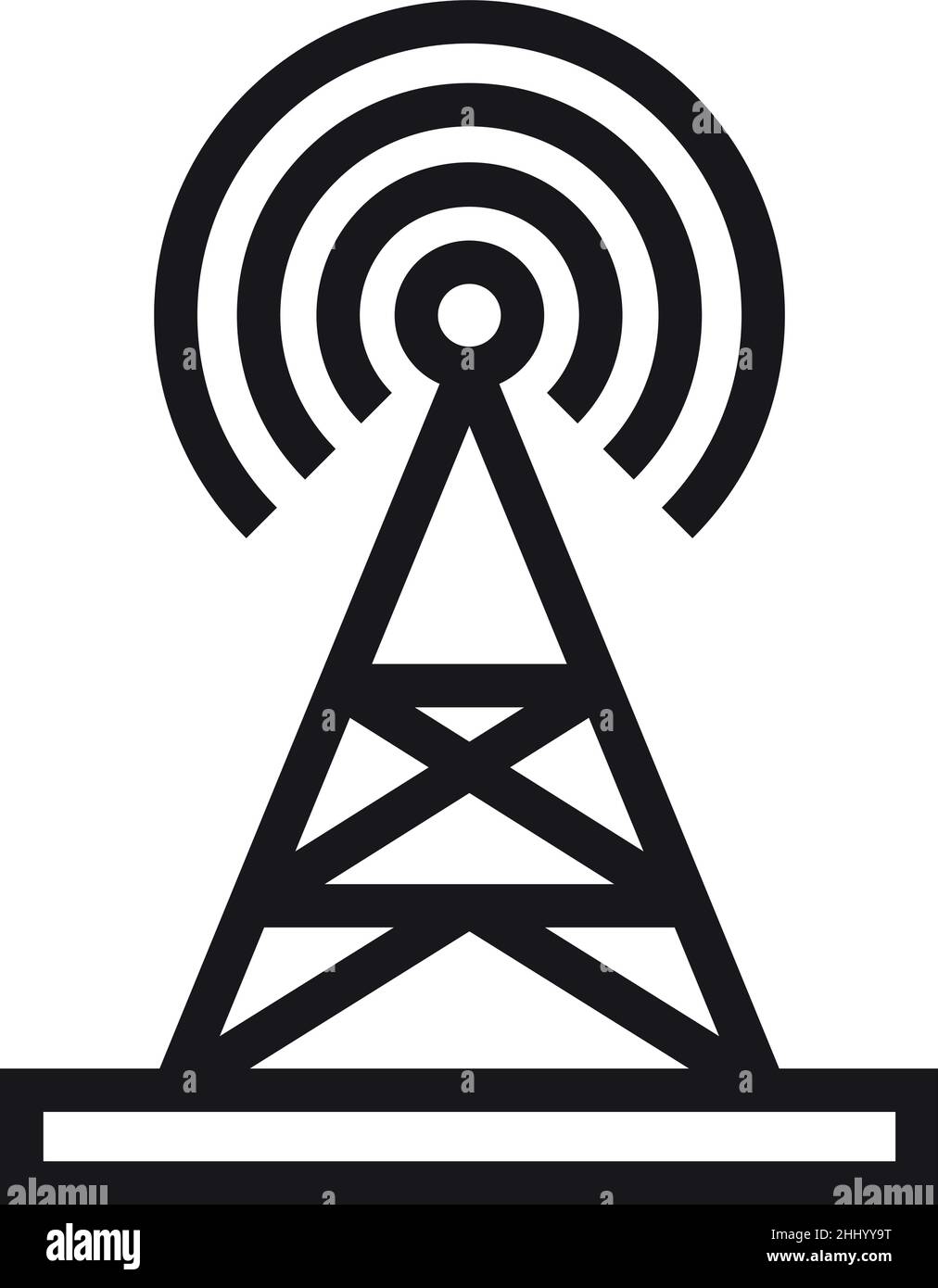 Icona della torre di trasmissione. Stazione di trasmissione del segnale radio Illustrazione Vettoriale
