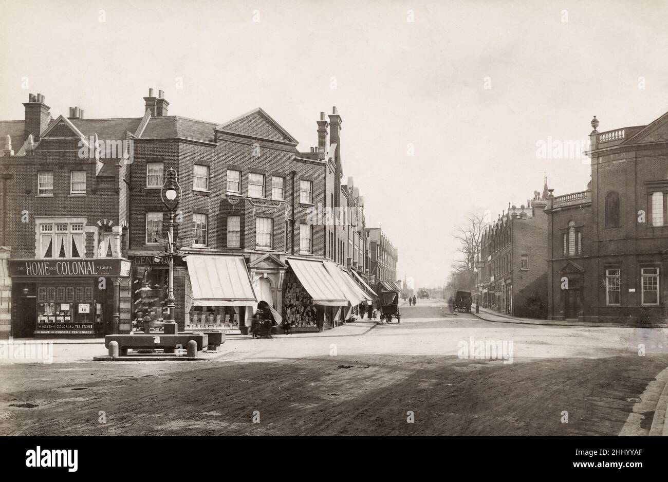 Fotografia d'epoca, fine 19th, inizio 20th secolo, vista della stazione di Epsom, Epsom, Surrey Foto Stock