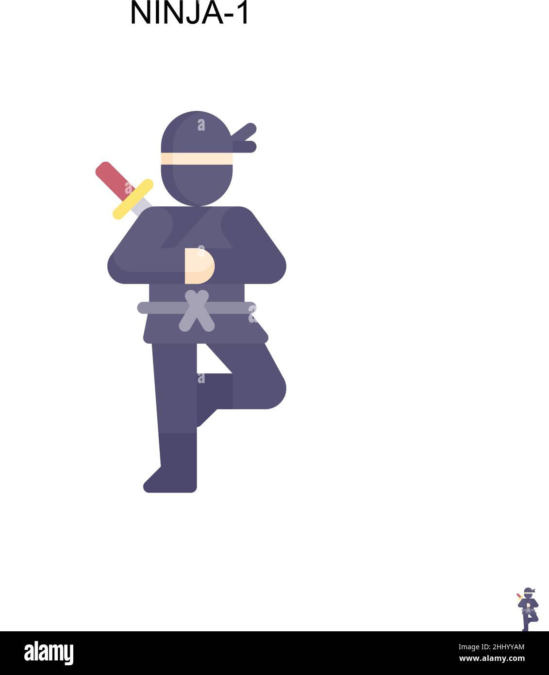 Ninja-1 semplice icona vettoriale. Modello di disegno del simbolo di illustrazione per l'elemento dell'interfaccia utente mobile Web. Illustrazione Vettoriale