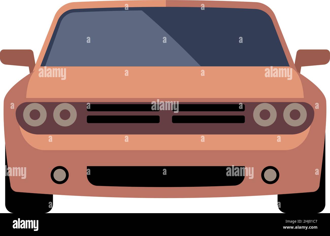 Logo della vecchia auto. Vista anteriore automatica marrone Illustrazione Vettoriale