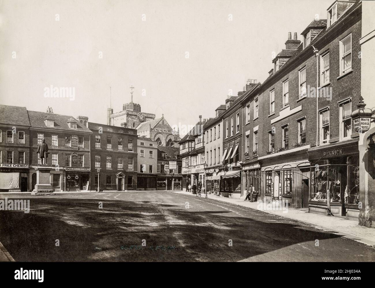 Fotografia d'epoca, fine 19th, inizio 20th secolo, vista di Romsey Market Place, Romsey, Hampshire Foto Stock