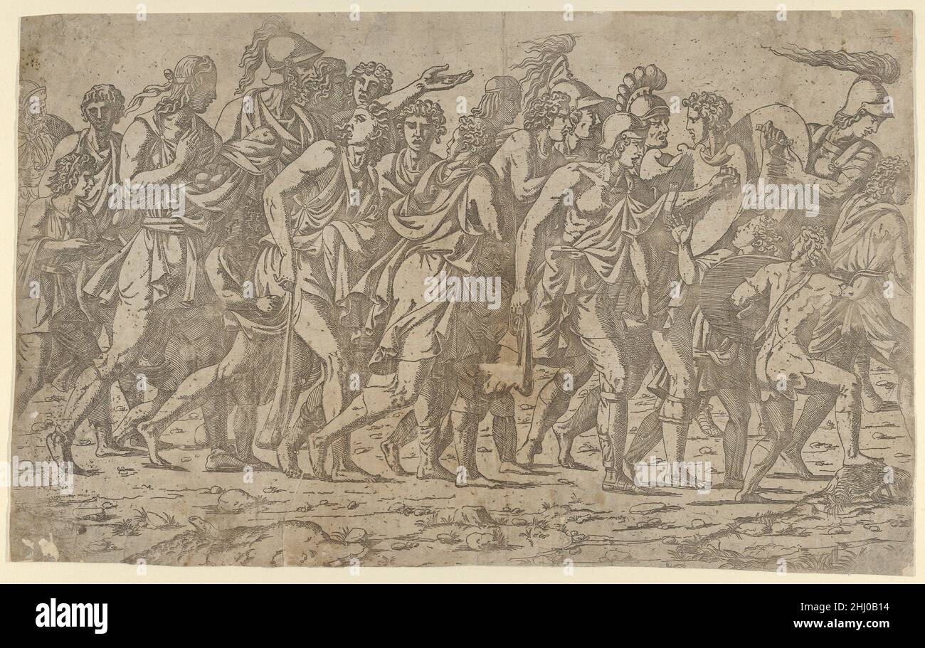 A Roman Army on the March - Marching Slingers 1540–45 Antonio Fantuzzi italiano. Un esercito romano sulla marcia - Slingers marching 336720 Foto Stock