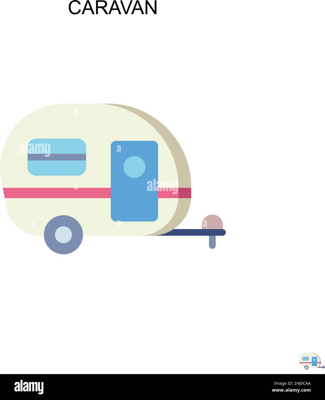 Icona vettore semplice caravan. Modello di disegno del simbolo di illustrazione per l'elemento dell'interfaccia utente mobile Web. Illustrazione Vettoriale