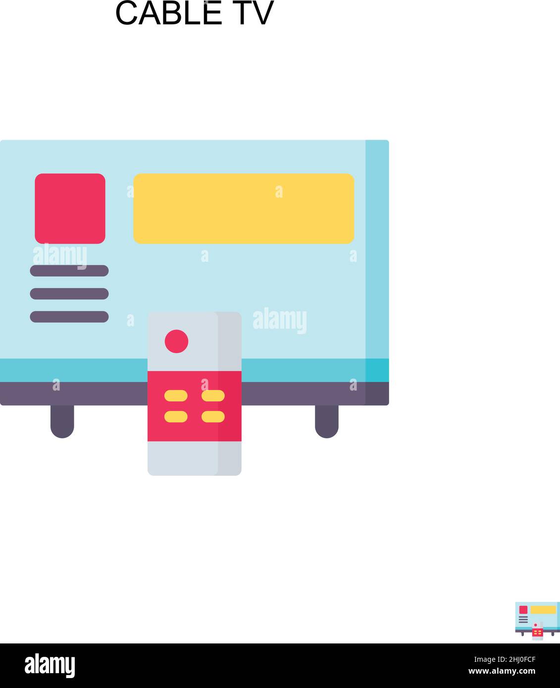 TV via cavo semplice icona vettoriale. Modello di disegno del simbolo di illustrazione per l'elemento dell'interfaccia utente mobile Web. Illustrazione Vettoriale