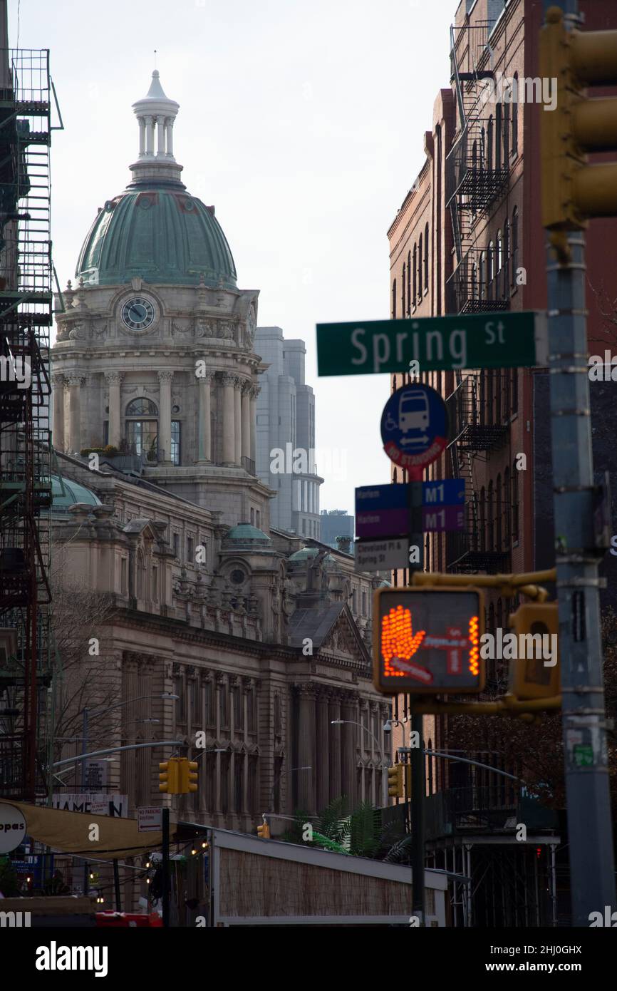 Soho, trendies Quartier in Lower Manhattan NY, zwischen neu und alt Foto Stock