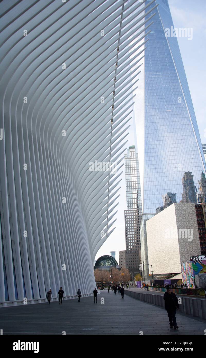 L'Oculus, spektakuläres Gebäude beim One World Trade Center Foto Stock