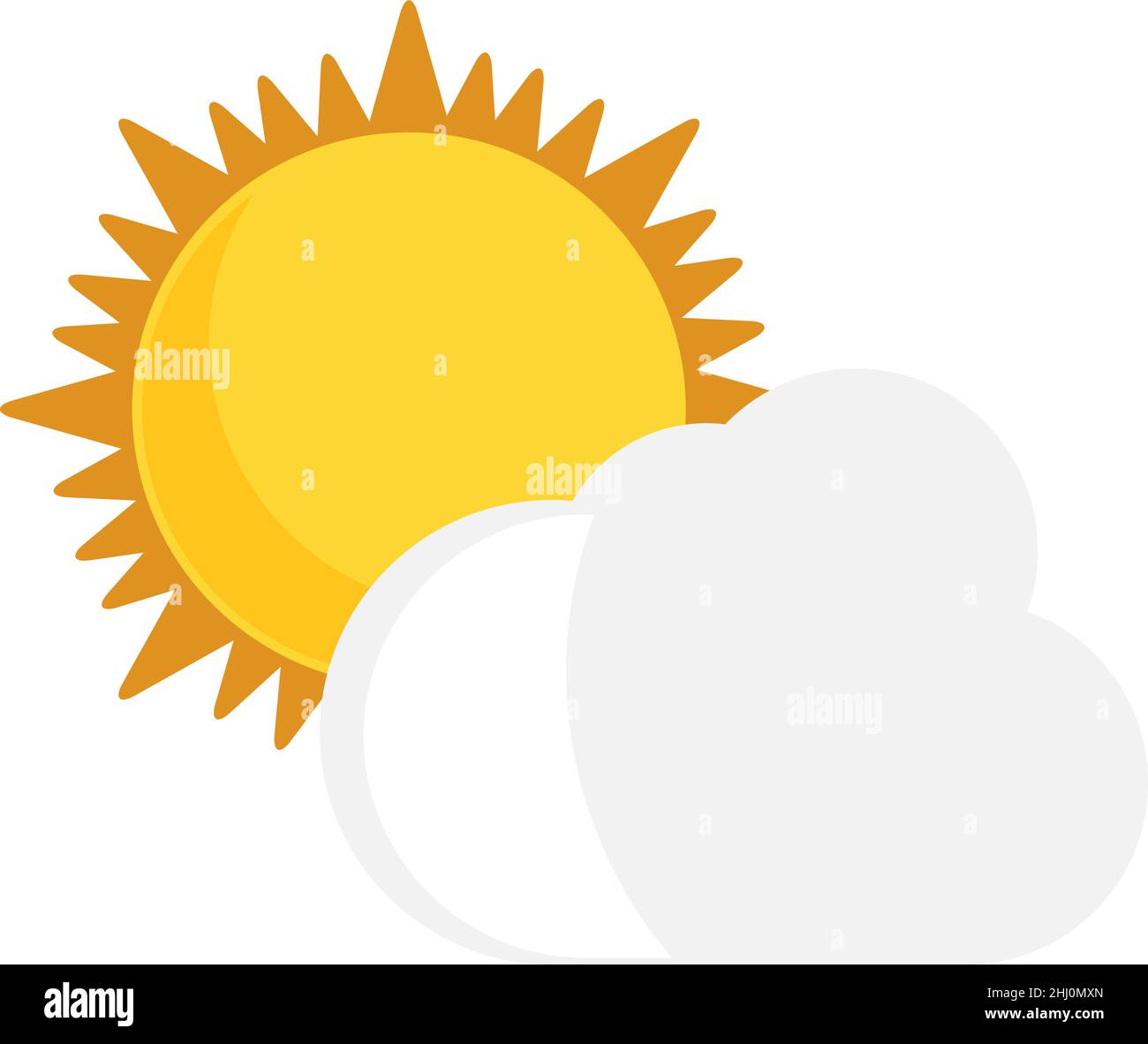 Sun e cloud. Simbolo meteo nuvoloso. Icona previsione Illustrazione Vettoriale