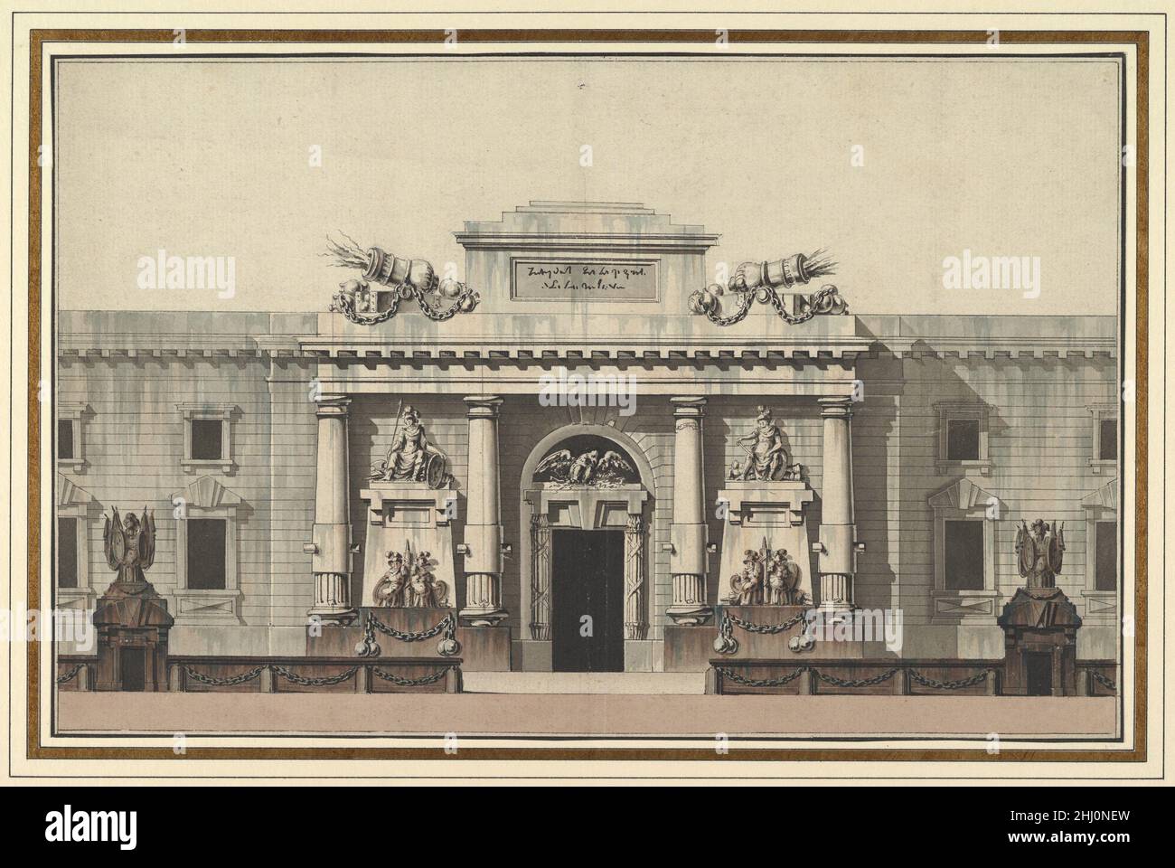 Elevazione dell'ingresso ad un arsenale attribuito a Jean Charles Delafosse Francese. Elevazione dell'ingresso ad un Arsenale 335919 Foto Stock