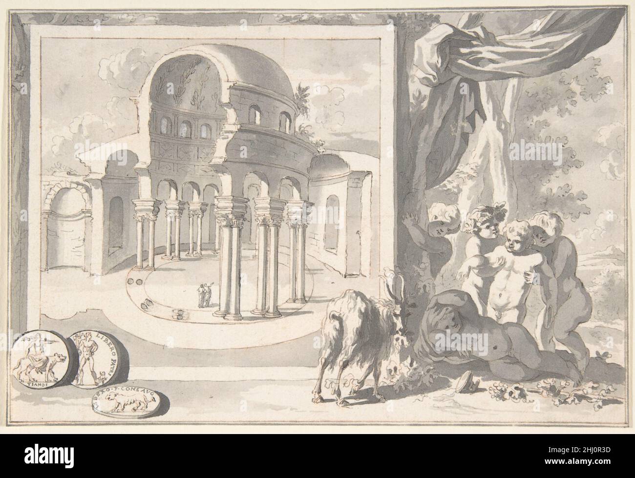 Un ricostruttone di un edificio non definito prima del 1704 Jan Goeree olandese. Una ristrutturazione di un edificio non definito 336150 Foto Stock