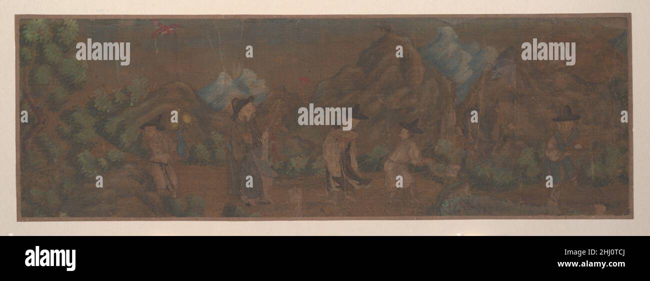 Pittura di paesaggio di Figura in Woodland impostazione artista non identificato. Pittura di paesaggio di figura in impostazione di bosco 53580 Foto Stock