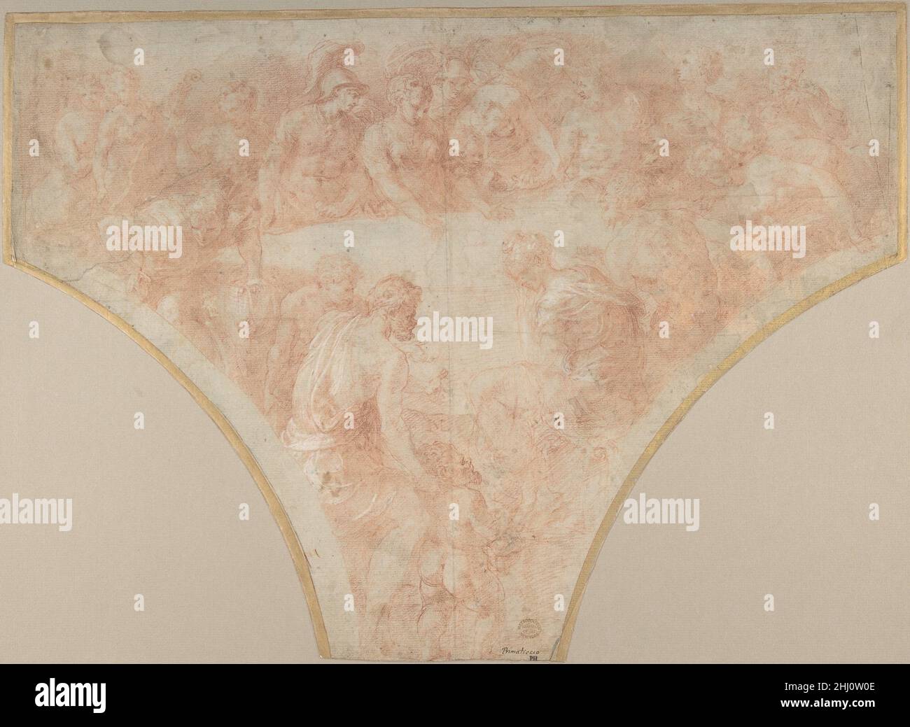 Mela di discordia gettata da Eris al matrimonio di Peleus e Tetis: Studio per fresco nella Sala di Henri II a Fountainebleau 1504–70 Francesco Primaticcio Italiano. Mela di discordia gettata da Eris al matrimonio di Peleus e Tetis: Studio per fresco nella Sala di Henri II a Fountainebleau 340554 Foto Stock